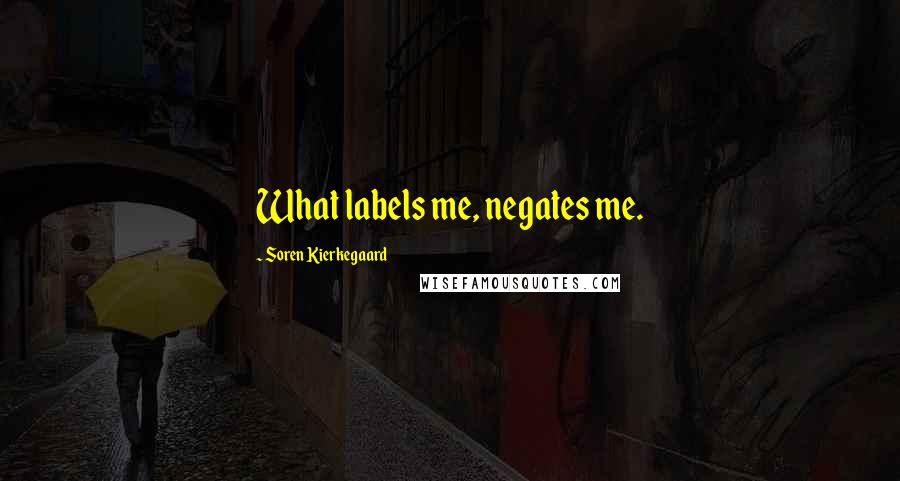 Soren Kierkegaard Quotes: What labels me, negates me.