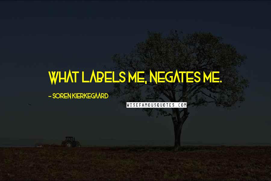 Soren Kierkegaard Quotes: What labels me, negates me.