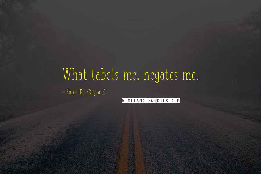 Soren Kierkegaard Quotes: What labels me, negates me.