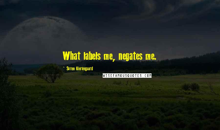 Soren Kierkegaard Quotes: What labels me, negates me.