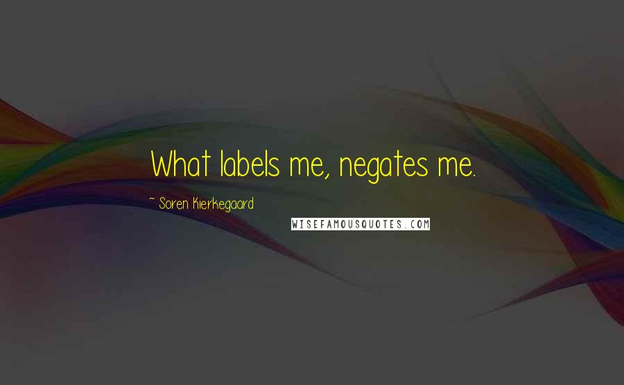 Soren Kierkegaard Quotes: What labels me, negates me.