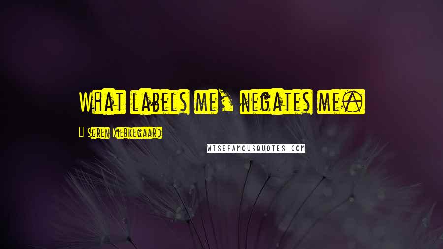 Soren Kierkegaard Quotes: What labels me, negates me.