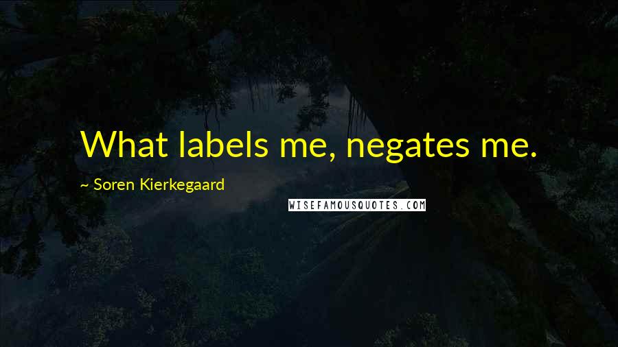 Soren Kierkegaard Quotes: What labels me, negates me.