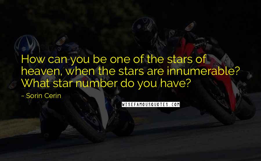 Sorin Cerin Quotes: How can you be one of the stars of heaven, when the stars are innumerable? What star number do you have?