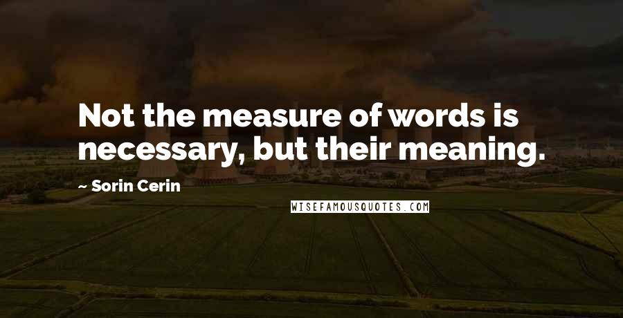 Sorin Cerin Quotes: Not the measure of words is necessary, but their meaning.