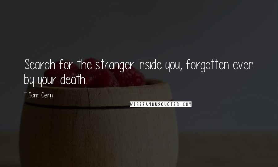 Sorin Cerin Quotes: Search for the stranger inside you, forgotten even by your death.