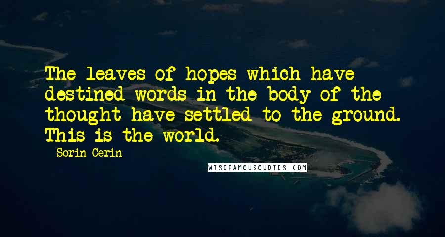 Sorin Cerin Quotes: The leaves of hopes which have destined words in the body of the thought have settled to the ground. This is the world.