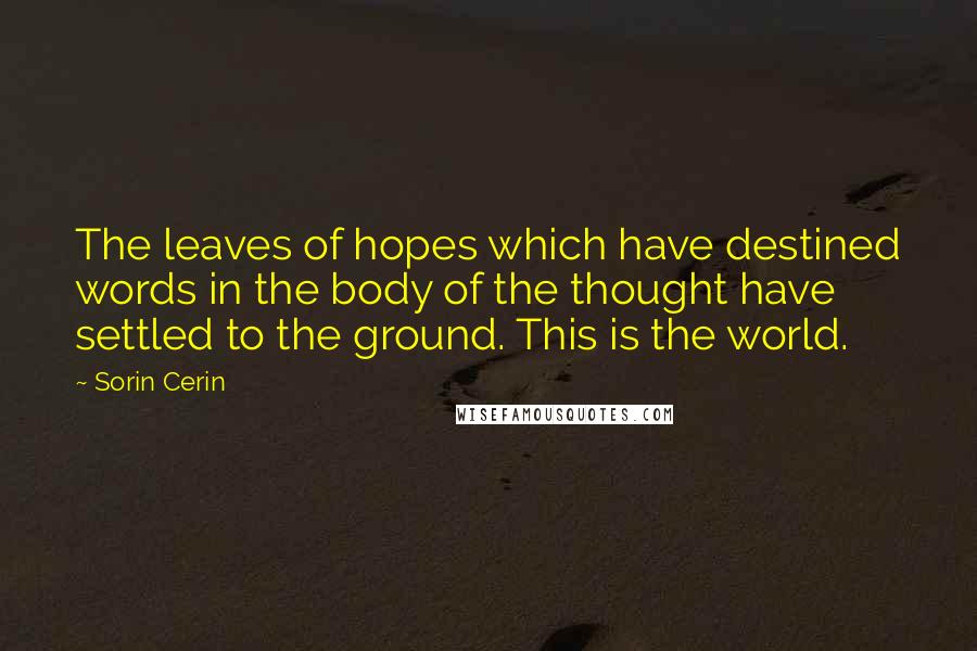 Sorin Cerin Quotes: The leaves of hopes which have destined words in the body of the thought have settled to the ground. This is the world.
