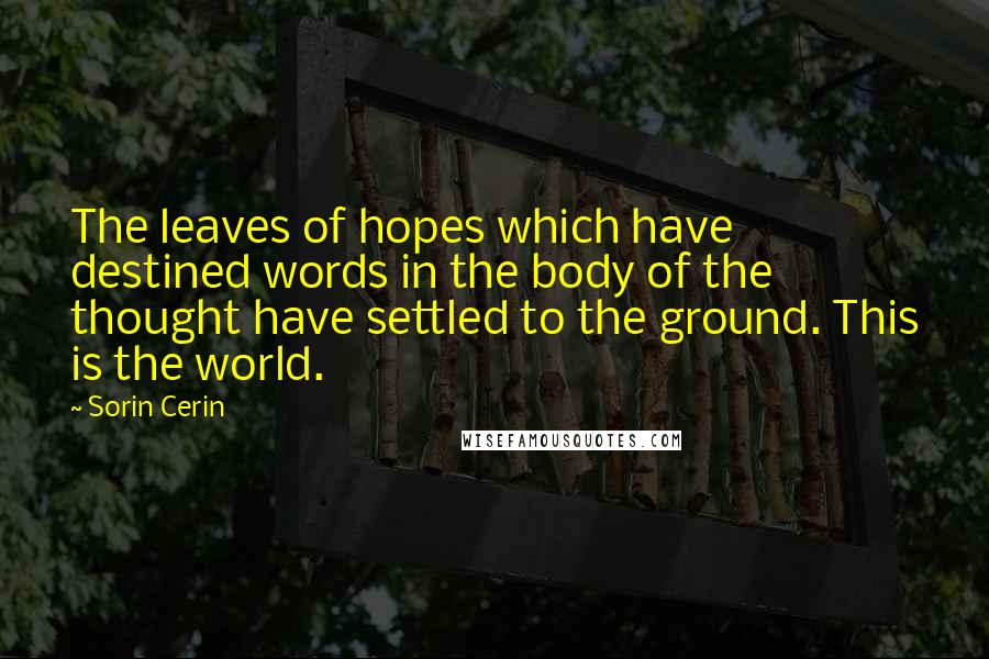 Sorin Cerin Quotes: The leaves of hopes which have destined words in the body of the thought have settled to the ground. This is the world.