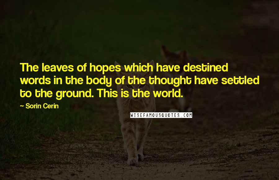 Sorin Cerin Quotes: The leaves of hopes which have destined words in the body of the thought have settled to the ground. This is the world.