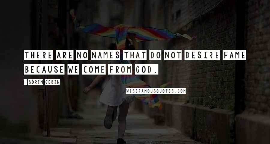 Sorin Cerin Quotes: There are no names that do not desire fame because we come from God.