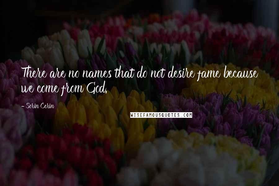 Sorin Cerin Quotes: There are no names that do not desire fame because we come from God.