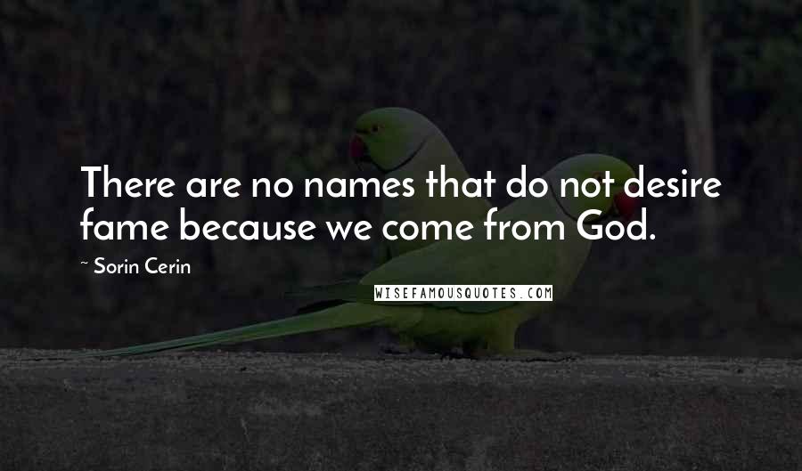 Sorin Cerin Quotes: There are no names that do not desire fame because we come from God.