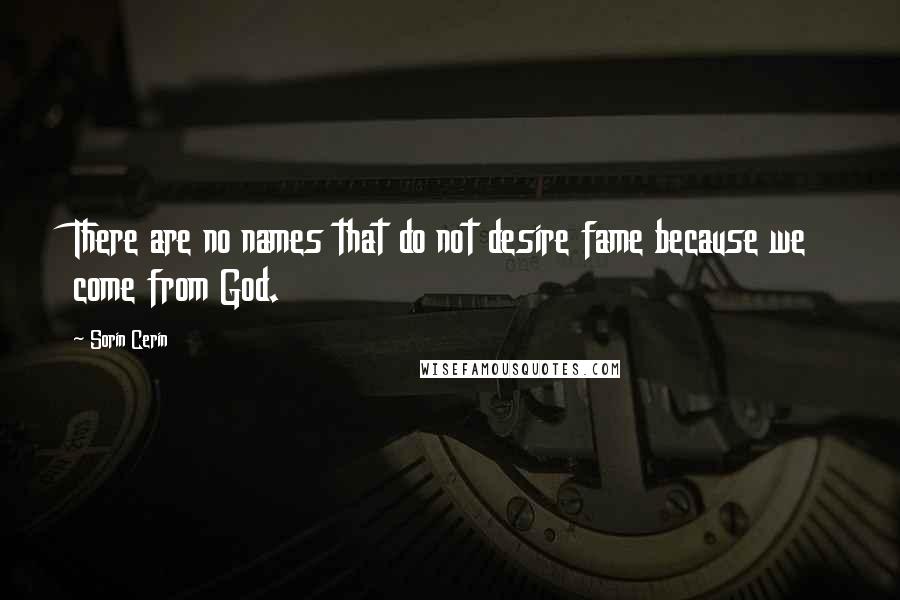 Sorin Cerin Quotes: There are no names that do not desire fame because we come from God.