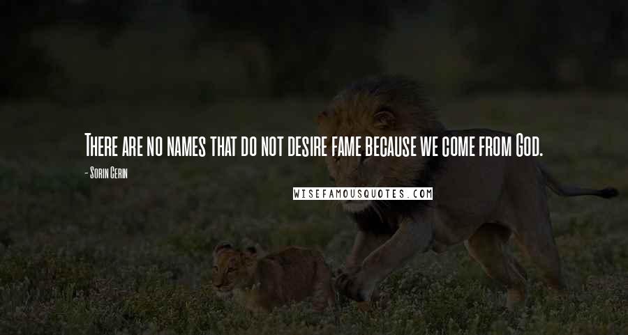 Sorin Cerin Quotes: There are no names that do not desire fame because we come from God.