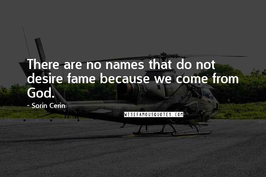 Sorin Cerin Quotes: There are no names that do not desire fame because we come from God.