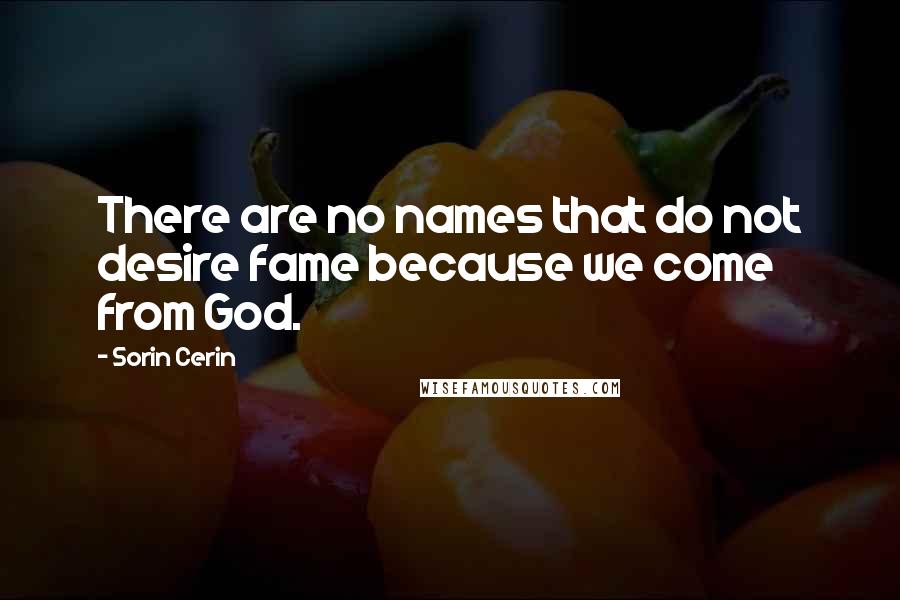 Sorin Cerin Quotes: There are no names that do not desire fame because we come from God.