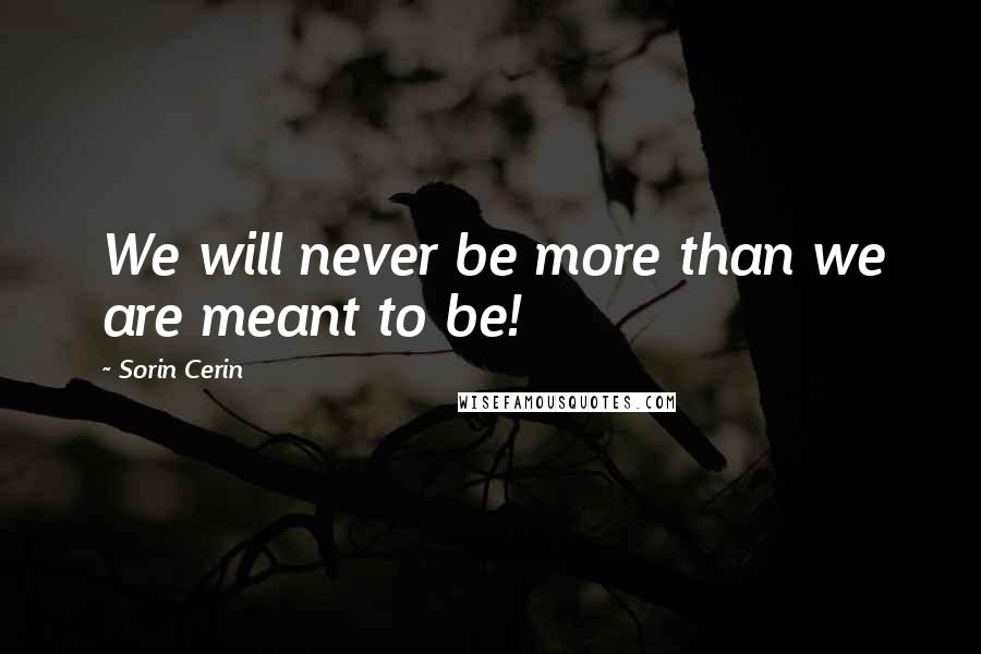 Sorin Cerin Quotes: We will never be more than we are meant to be!