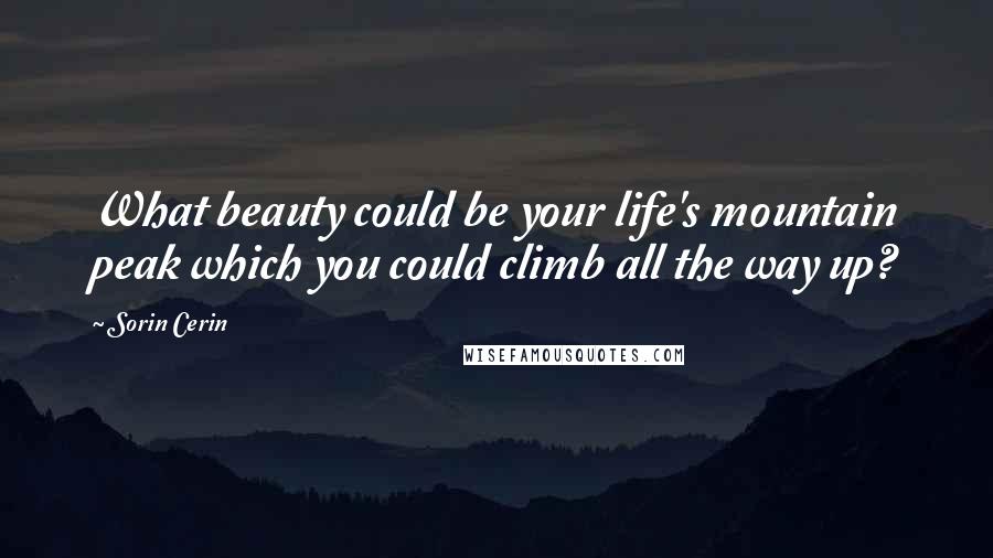 Sorin Cerin Quotes: What beauty could be your life's mountain peak which you could climb all the way up?