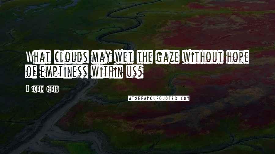 Sorin Cerin Quotes: What clouds may wet the gaze without hope of emptiness within us?