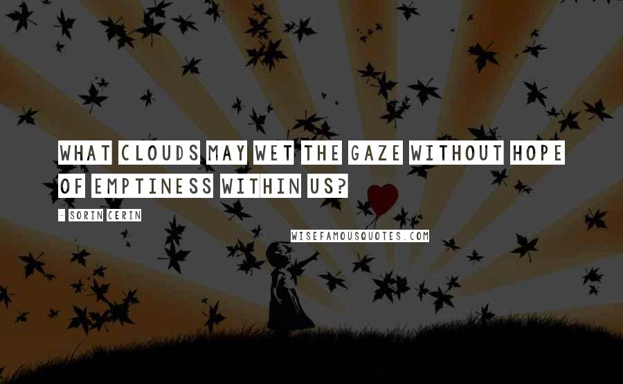 Sorin Cerin Quotes: What clouds may wet the gaze without hope of emptiness within us?