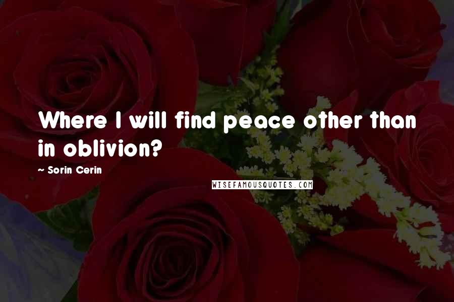 Sorin Cerin Quotes: Where I will find peace other than in oblivion?