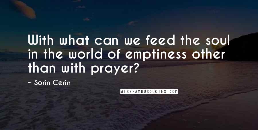 Sorin Cerin Quotes: With what can we feed the soul in the world of emptiness other than with prayer?