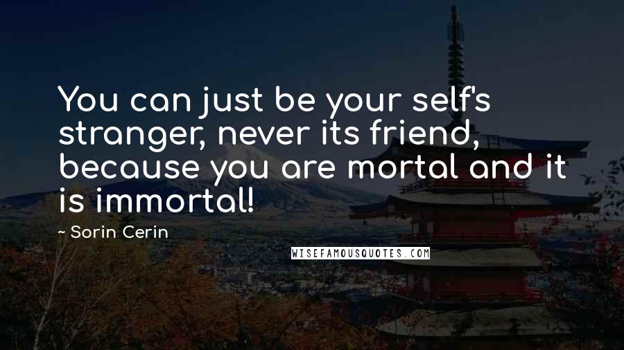 Sorin Cerin Quotes: You can just be your self's stranger, never its friend, because you are mortal and it is immortal!