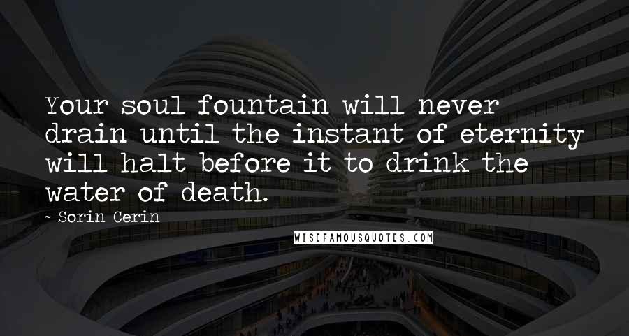 Sorin Cerin Quotes: Your soul fountain will never drain until the instant of eternity will halt before it to drink the water of death.