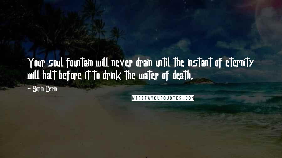 Sorin Cerin Quotes: Your soul fountain will never drain until the instant of eternity will halt before it to drink the water of death.