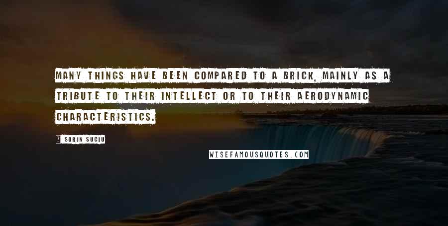 Sorin Suciu Quotes: Many things have been compared to a brick, mainly as a tribute to their intellect or to their aerodynamic characteristics.