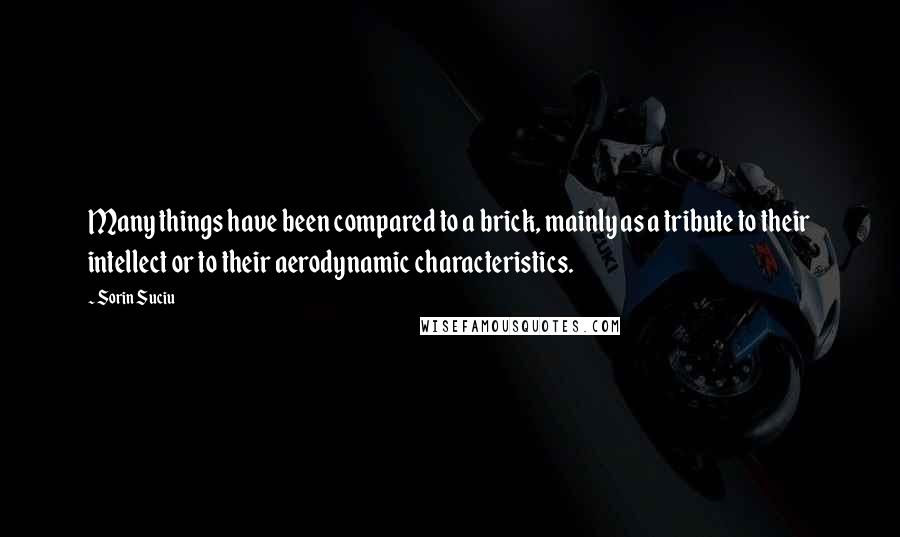 Sorin Suciu Quotes: Many things have been compared to a brick, mainly as a tribute to their intellect or to their aerodynamic characteristics.