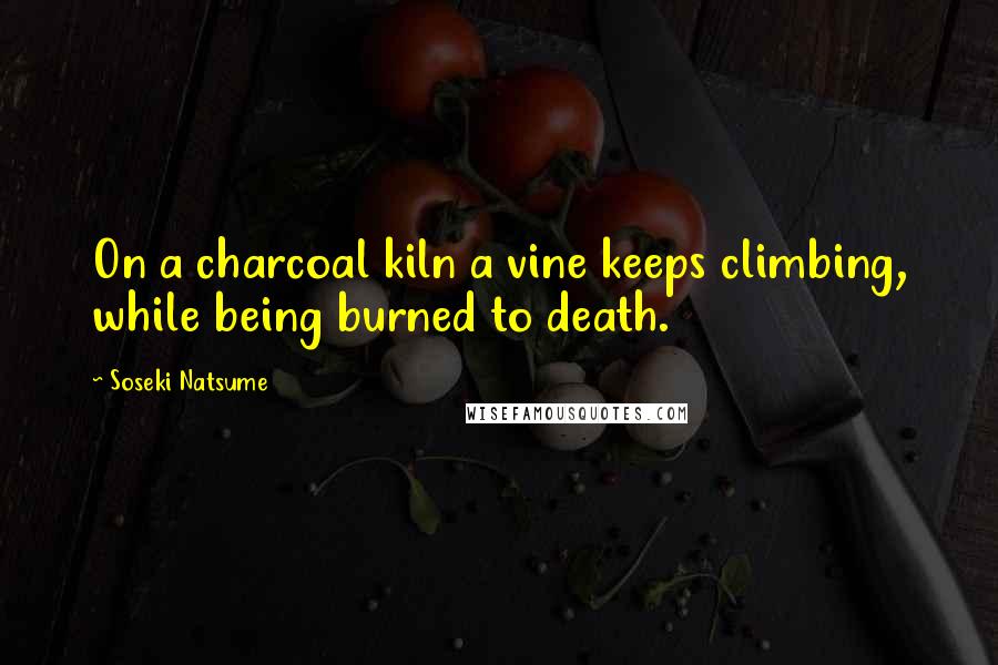 Soseki Natsume Quotes: On a charcoal kiln a vine keeps climbing, while being burned to death.