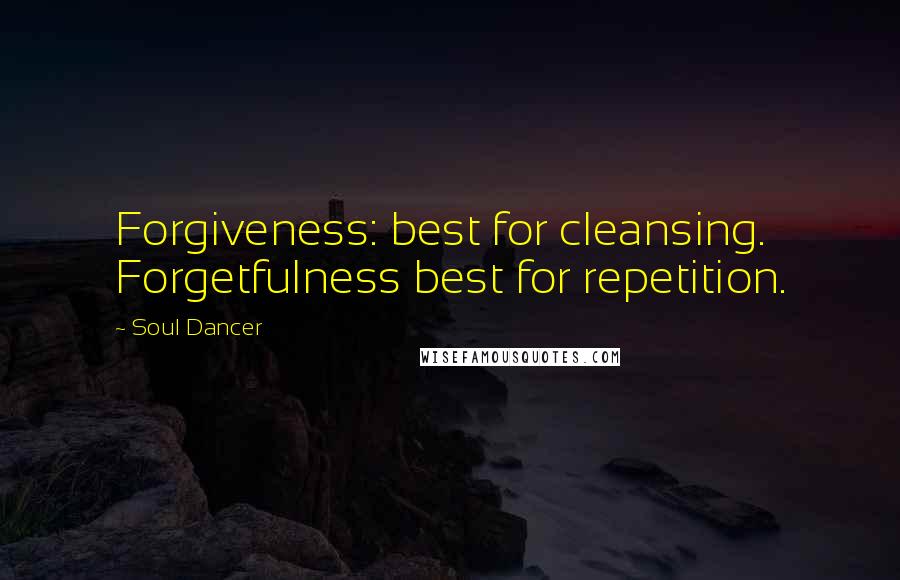 Soul Dancer Quotes: Forgiveness: best for cleansing. Forgetfulness best for repetition.