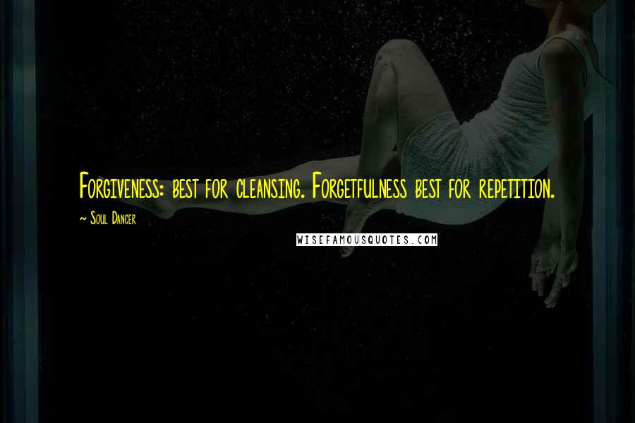 Soul Dancer Quotes: Forgiveness: best for cleansing. Forgetfulness best for repetition.