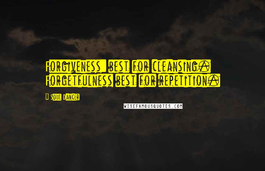 Soul Dancer Quotes: Forgiveness: best for cleansing. Forgetfulness best for repetition.