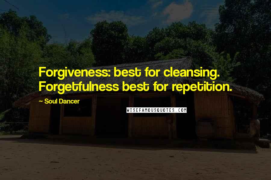 Soul Dancer Quotes: Forgiveness: best for cleansing. Forgetfulness best for repetition.