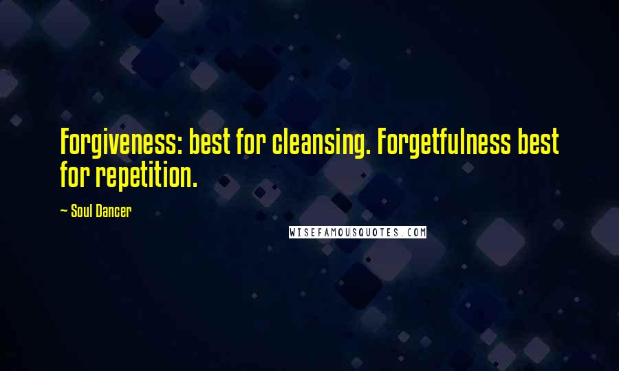 Soul Dancer Quotes: Forgiveness: best for cleansing. Forgetfulness best for repetition.