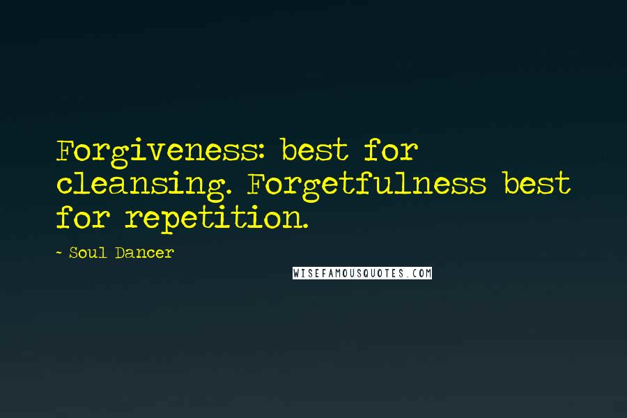 Soul Dancer Quotes: Forgiveness: best for cleansing. Forgetfulness best for repetition.