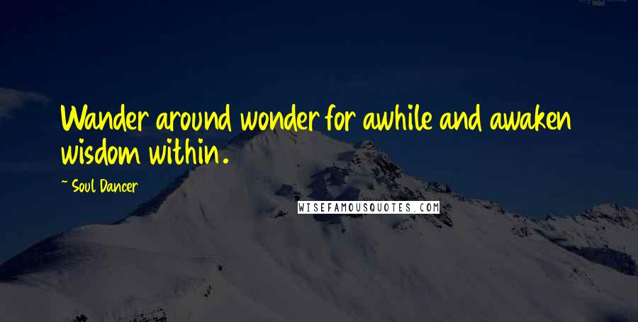 Soul Dancer Quotes: Wander around wonder for awhile and awaken wisdom within.