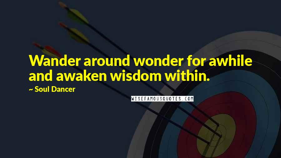 Soul Dancer Quotes: Wander around wonder for awhile and awaken wisdom within.