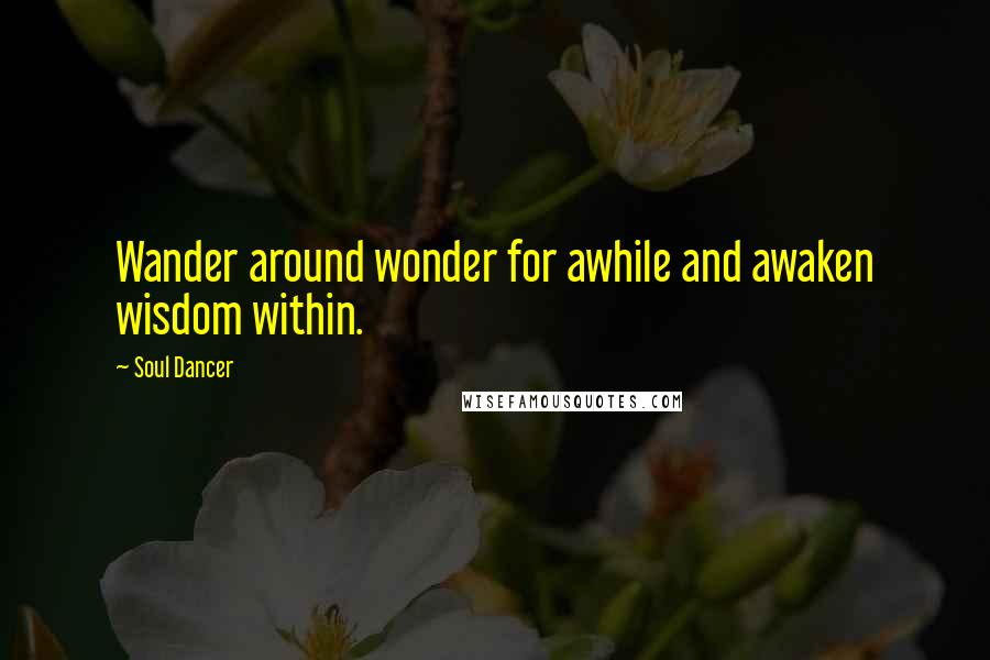 Soul Dancer Quotes: Wander around wonder for awhile and awaken wisdom within.