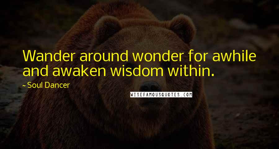 Soul Dancer Quotes: Wander around wonder for awhile and awaken wisdom within.