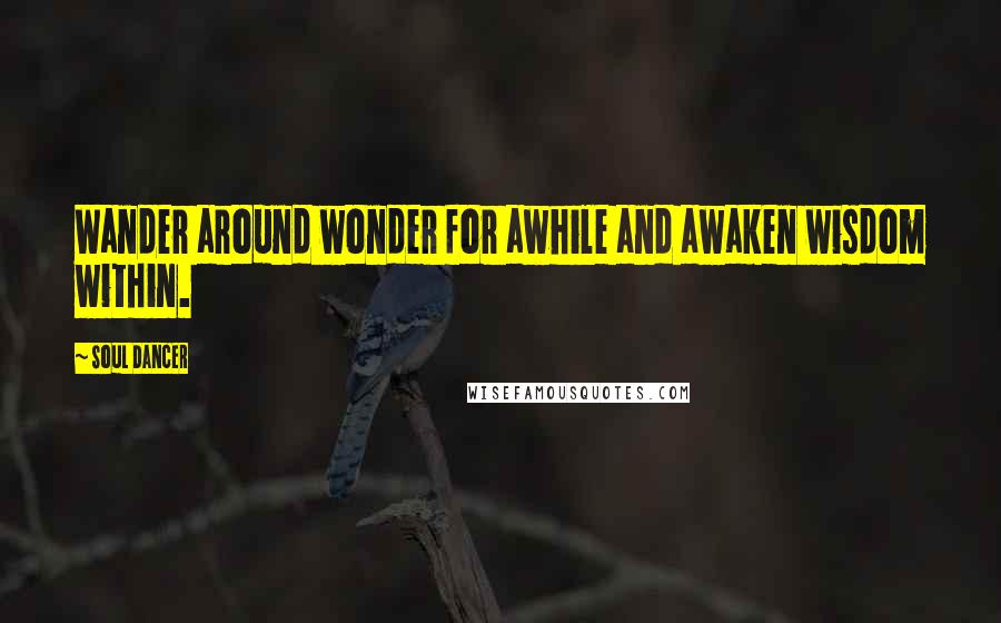 Soul Dancer Quotes: Wander around wonder for awhile and awaken wisdom within.