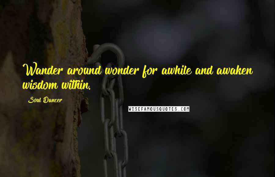 Soul Dancer Quotes: Wander around wonder for awhile and awaken wisdom within.