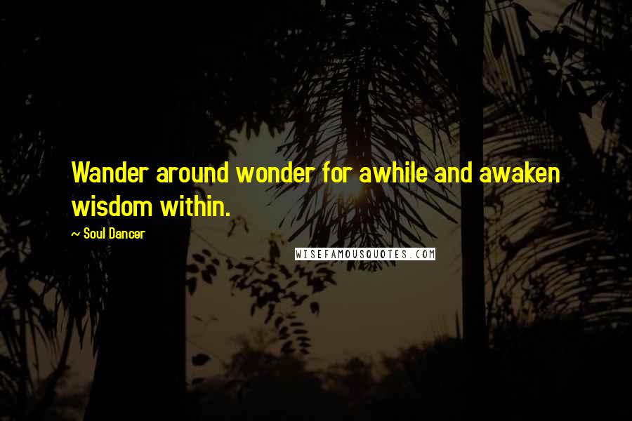 Soul Dancer Quotes: Wander around wonder for awhile and awaken wisdom within.