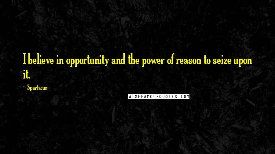 Spartacus Quotes: I believe in opportunity and the power of reason to seize upon it.