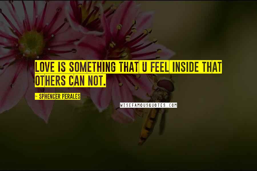 Sphencer Perales Quotes: Love is something that u feel inside that others can not.