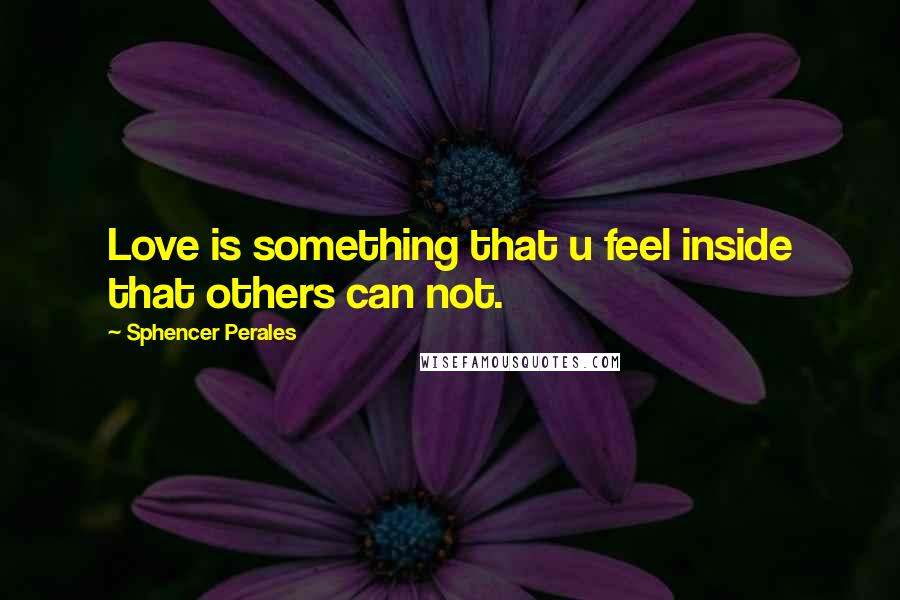 Sphencer Perales Quotes: Love is something that u feel inside that others can not.