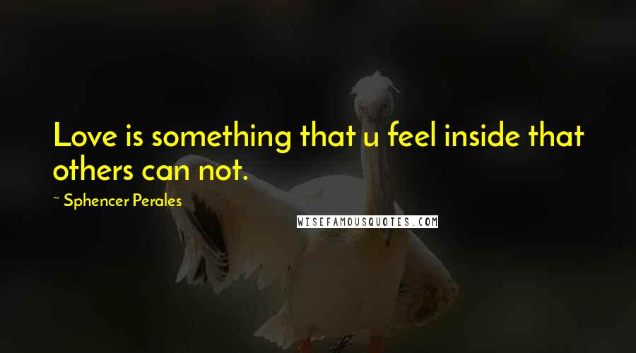 Sphencer Perales Quotes: Love is something that u feel inside that others can not.